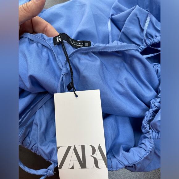 Zara Bubble Crop NWT Straps Large Blue‎ Y2K Style - Picture 6 of 8